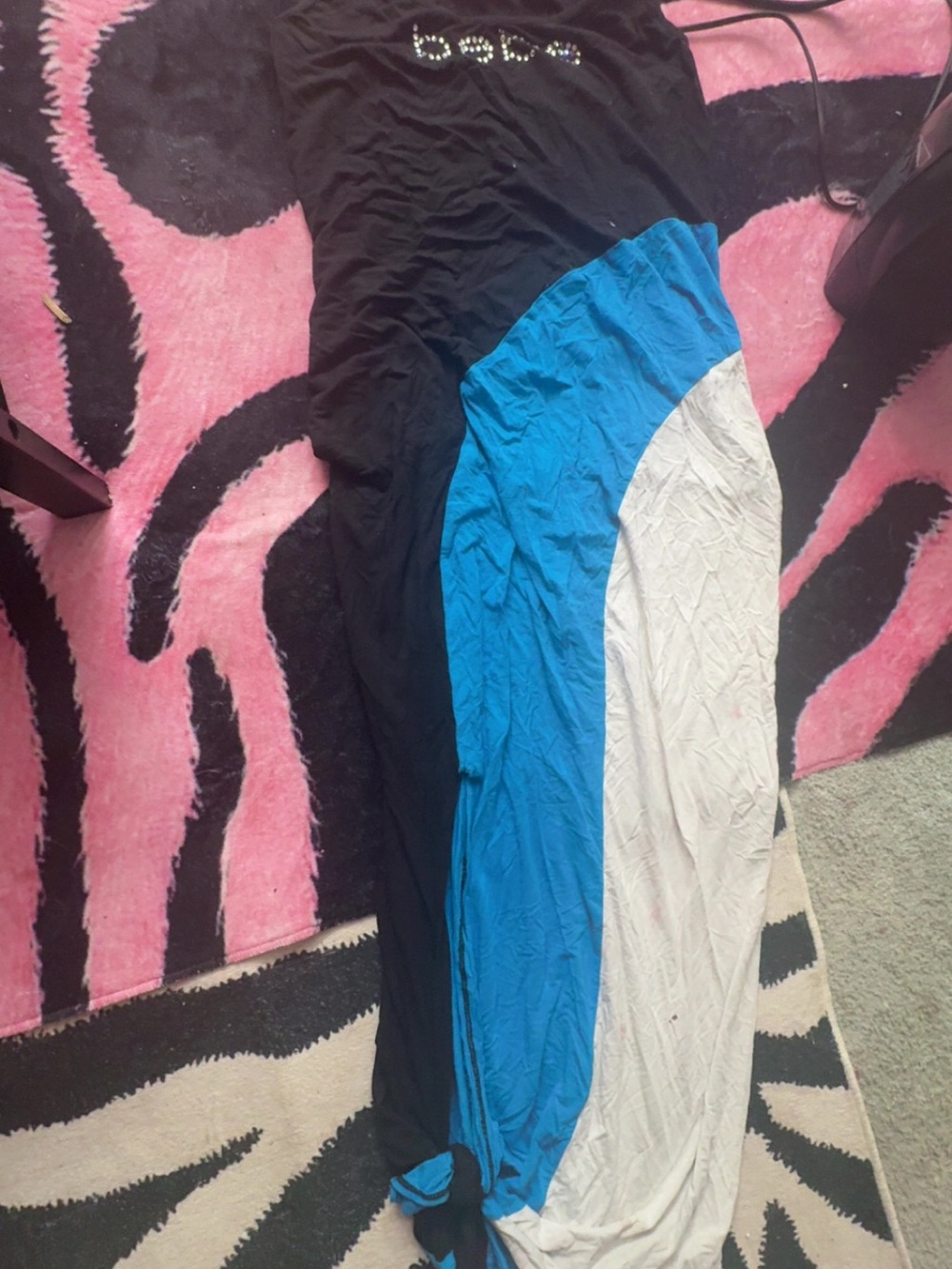 Bebe Dress with Blue and White Colorblock